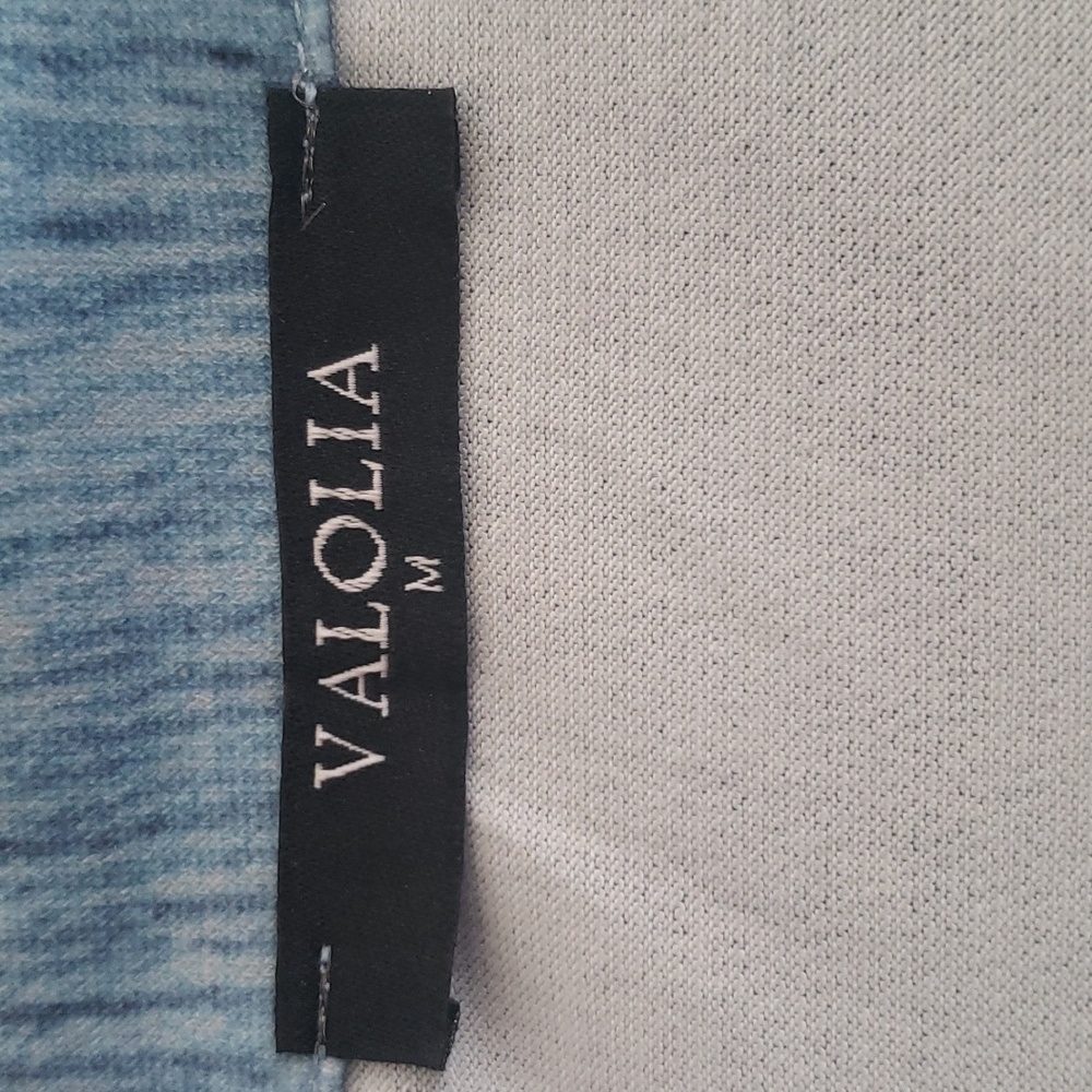 Valolia Womens 3/4 roll up Sleeve Collared V Neck Blue Medium - Picture 4 of 11
